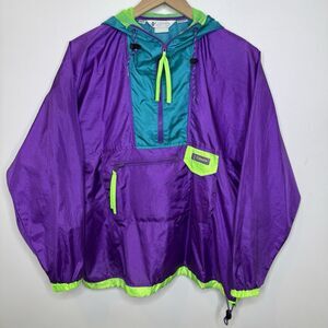 Columbia Jacket Women’s L Vintage 90s Color Block Radial Sleeve Half Zip Anorak